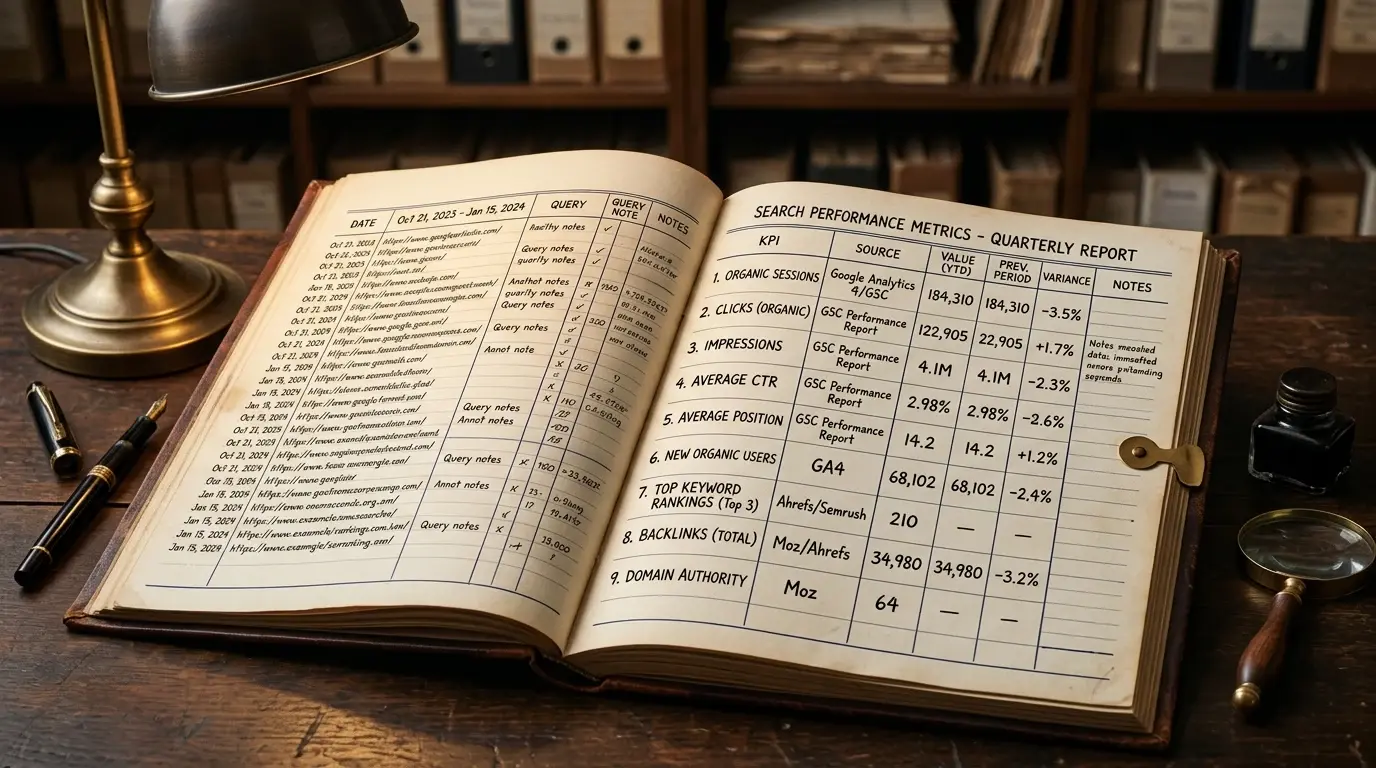 SEO KPIs: the short list worth reporting, and where each number comes from